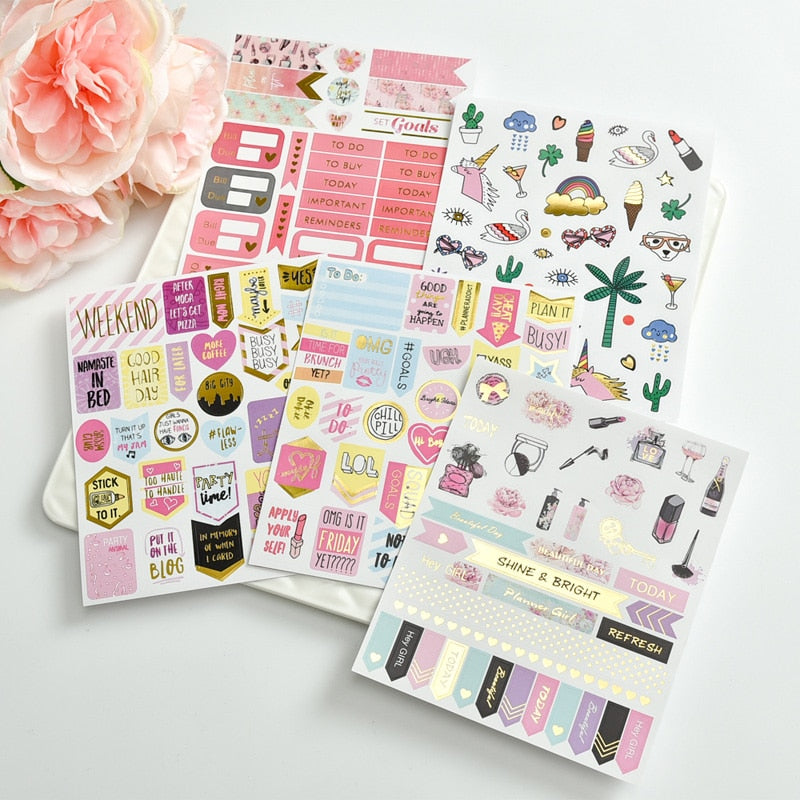 KSCRAFT Happy Unicorn Foil Gold Paper Planner Stickers