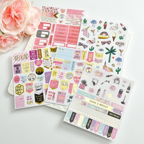 KSCRAFT Happy Unicorn Foil Gold Paper Planner Stickers