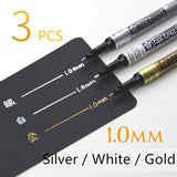 3-Piece White Gold Silver Writing Pen Markers