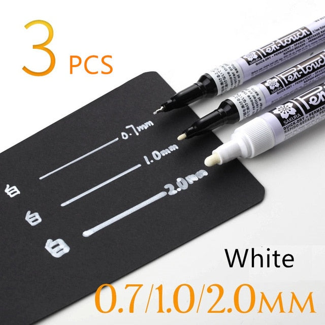 3-Piece White Gold Silver Writing Pen Markers