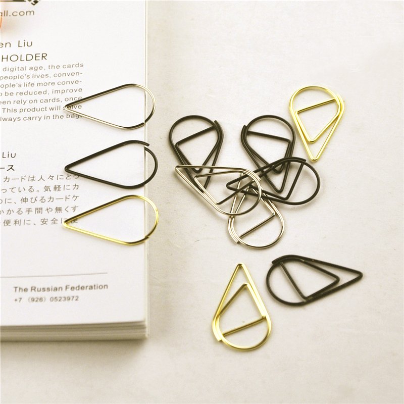 Metal Paperclips - Teardrop Shape Gold Paperclip