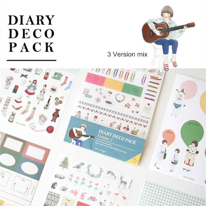 3-Pack Lady Diary Art Deco Stickers