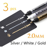 3-Piece White Gold Silver Writing Pen Markers